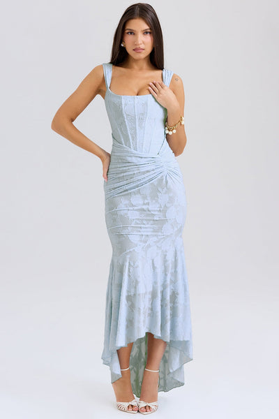 Spitzen-Maxikleid mit Drapierung | Romantischer Look | Feminine Eleganz