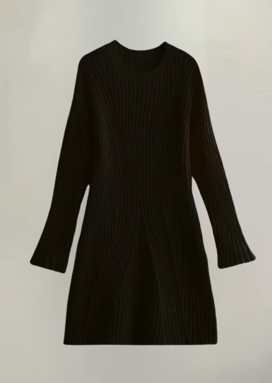 Damen Strickkleid – Rippstrick – Langarm – Bequemer Sitz