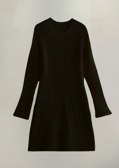 Damen Strickkleid – Rippstrick – Langarm – Bequemer Sitz