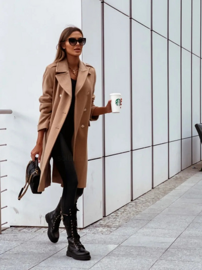 Casual Doppelt Knöpfiger Winter Trenchcoat mit Knopfdetail für Damen | Ideal für den Winter