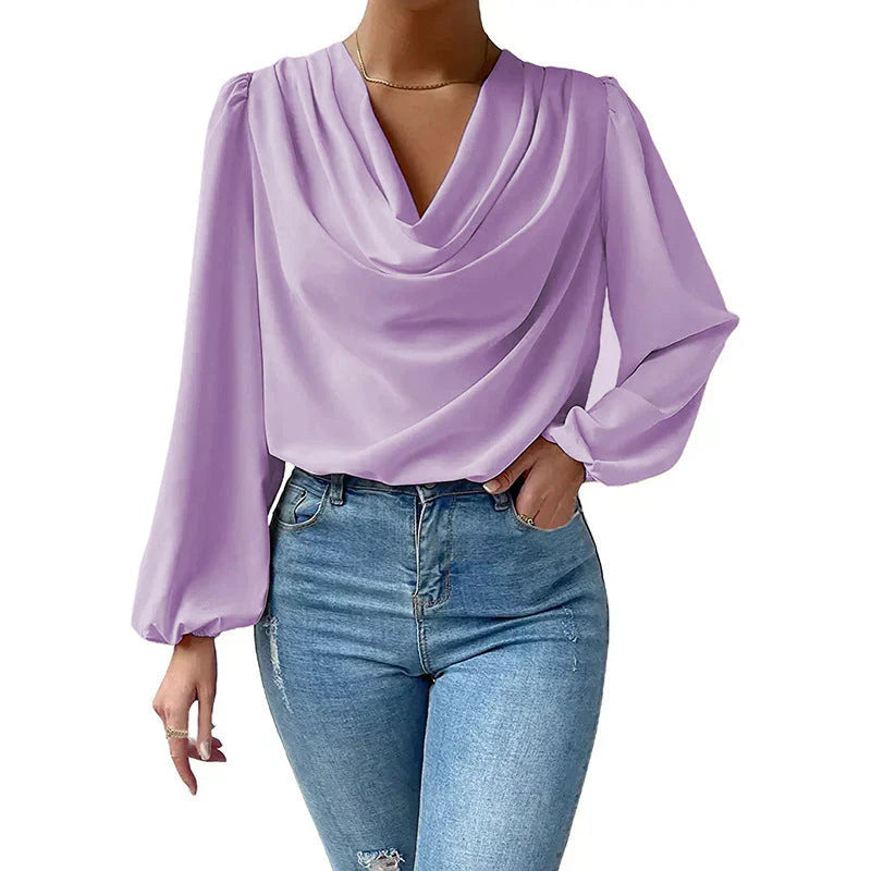Elegante Bluse mit Wasserfallausschnitt | Fließend & Feminin | Luftige Ärmel