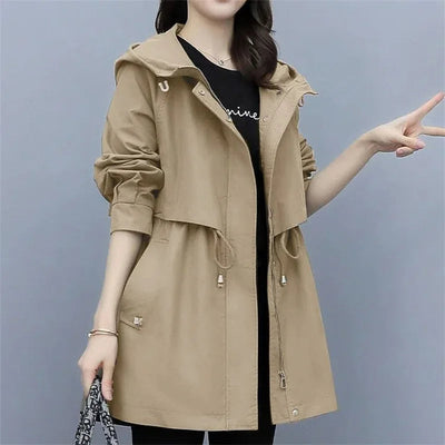 Trenchcoat Damen | Übergangszeit Mit Mittlerem Schnitt Und Kapuze