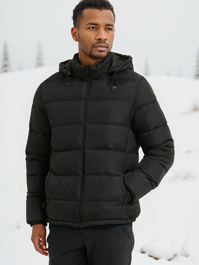 Stilvolle Glatte Einfarbige Puffer-Winterjacke Für Herren | Perfekt für Outdoor-Aktivitäten