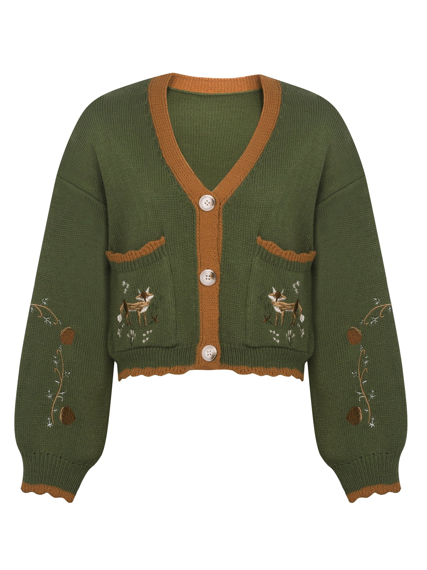 Lässiger warmer bestickter Wolle Strickcardigan für Damen | Perfekt für den Alltag