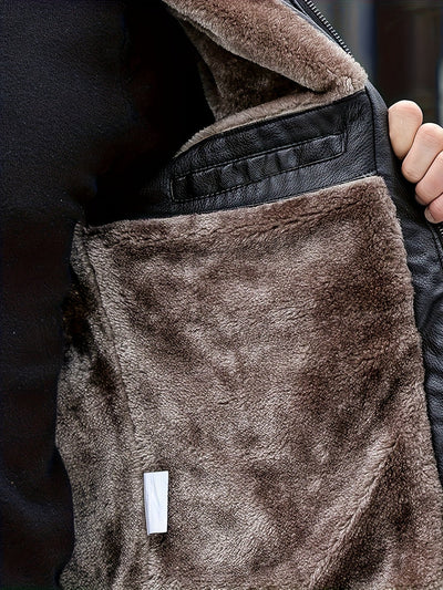 Lässige Fleece Gefütterte PU Leder Winterjacke Für Herren | Ideal für den Winter