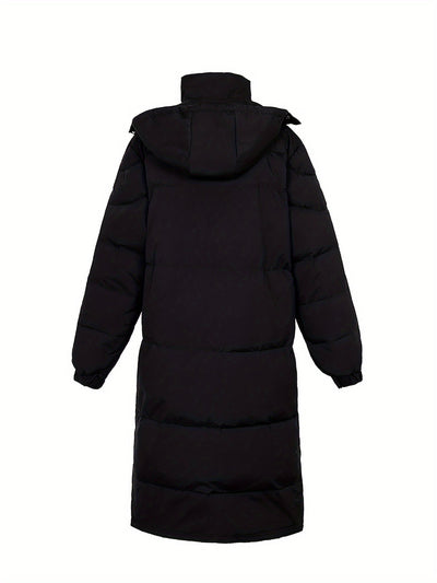Lässige Schwarze Warme Lange Gepolsterte Kapuzen-Winterjacke Für Herren | Perfekt für Outdoor-Aktivitäten