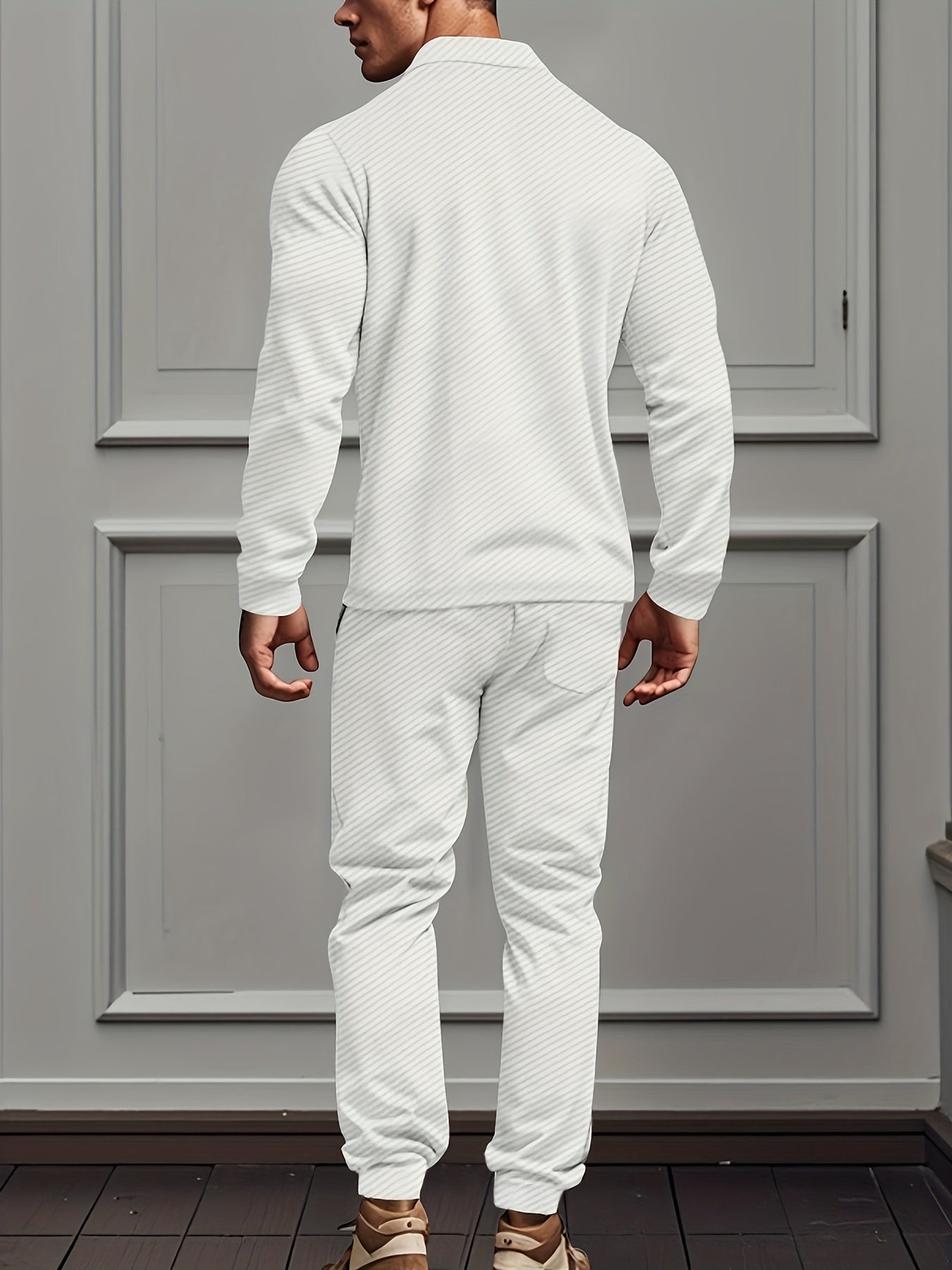 Moderner Polyester-Mischgewebe-Strick-Trainingsanzug mit Jacke und Hose für Herren | Perfekt für Outdoor-Aktivitäten