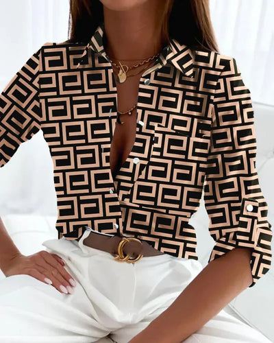 Sophie® | Schwarzbraune Bluse mit 3/4-Ärmeln für Damen