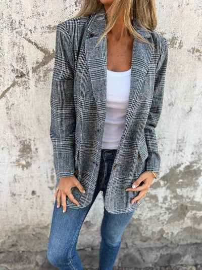 Elaina – Stilvoll Karierter Winterblazer
