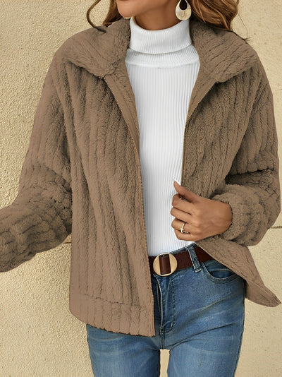 Teddy Damen Jacke Kurz | Kuschelig Bequem