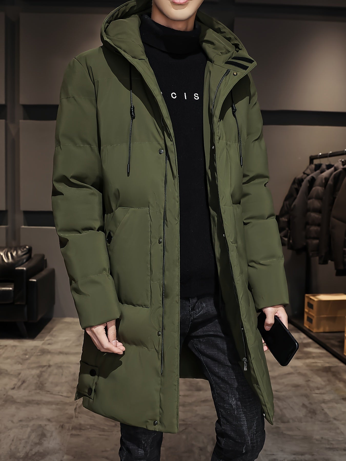 Elegante Schwarze Baumwoll-Winterjacke Für Herren | Ideal für Winter