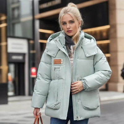 Damen Gesteppter Puffer-Mantel mit Übergroßen Taschen