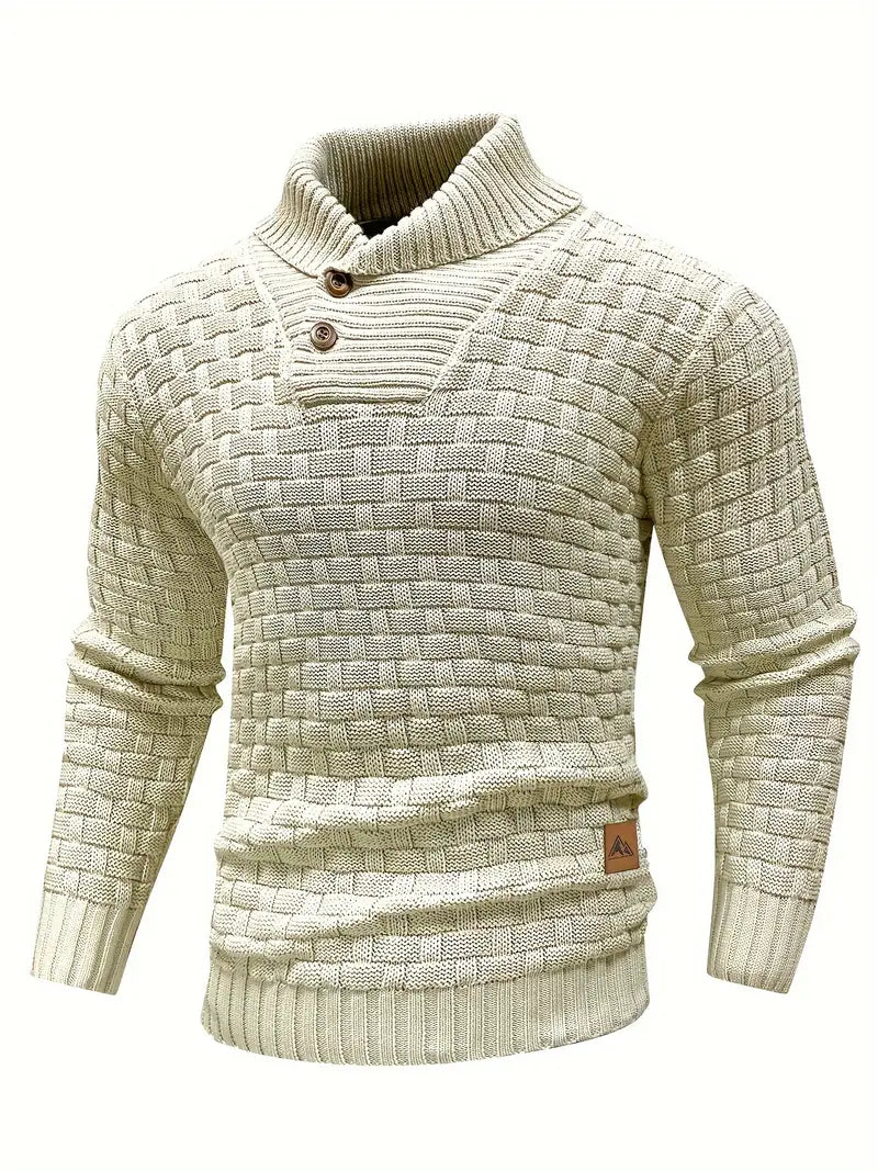 Strickpullover mit Schalkragen und Knopfleiste für Männer