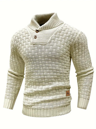 Strickpullover mit Schalkragen und Knopfleiste für Männer