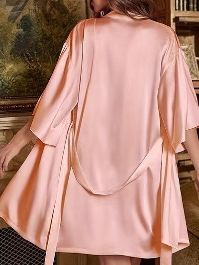 Bequemes Satin Schlafrobe & Kleid Pyjama Set Für Damen | Perfekt für den Alltag
