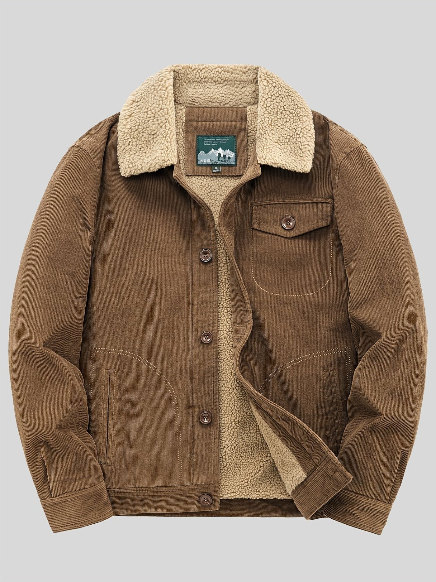 Warme Fleece-Knopf Outdoorjacke Leicht Mit Brusttasche Für Herren | Perfekt für Outdoor-Aktivitäten