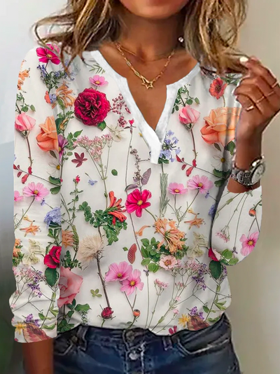 Blumenmuster Vintage Pullover für Damen