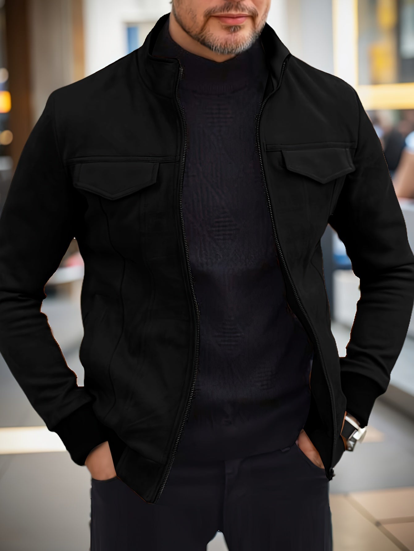 Stilvolle Einfarbige Warme Fleece Bedruckte Winterjacke Für Herren | Perfekt für Outdoor-Aktivitäten
