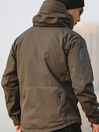 Taktische Fleece-Softshell-Kapuzenjacke Mit Reißverschlusstaschen Für Herren | Perfekt für Outdoor-Aktivitäten