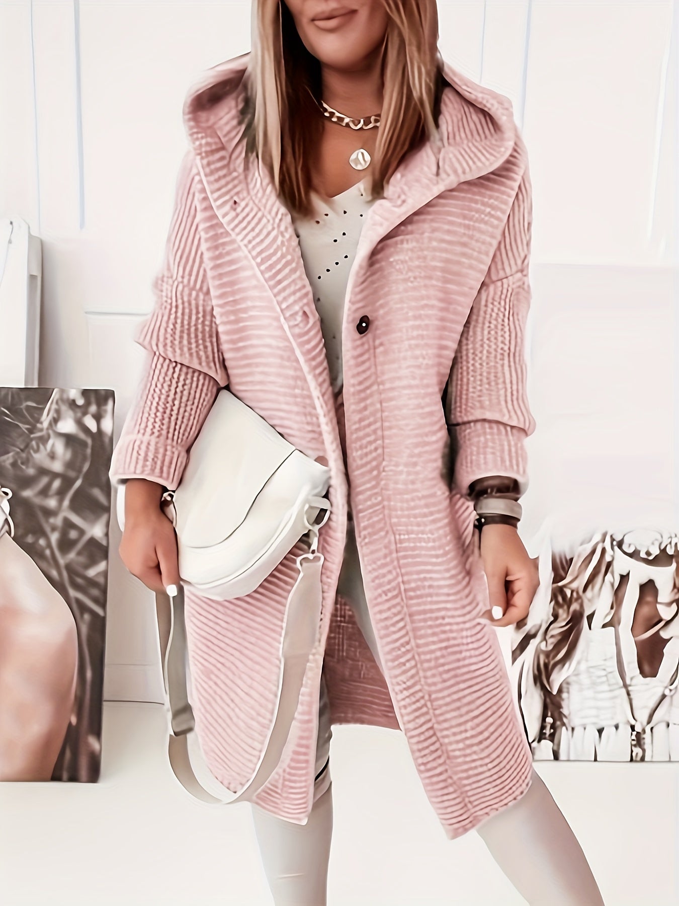 Lässiger eleganter hooded Cashmere-Strickwaren-Cardigan für Damen | Für den Alltag