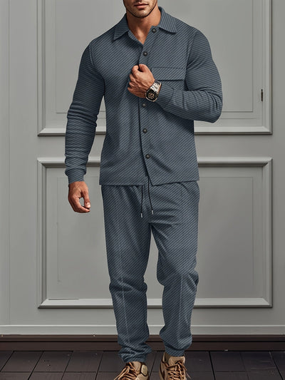 Moderner Polyester-Mischgewebe-Strick-Trainingsanzug mit Jacke und Hose für Herren | Perfekt für Outdoor-Aktivitäten
