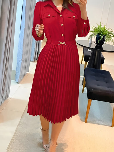Lässiges Langarm Mit Knöpfen Midi Kleid Für Damen | Perfekt für Casual Days