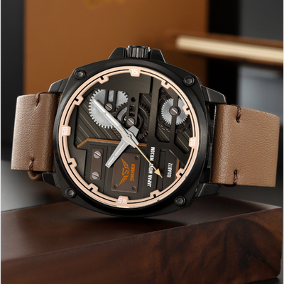 van Baerle® - Quarz Leder Herrenarmbanduhr