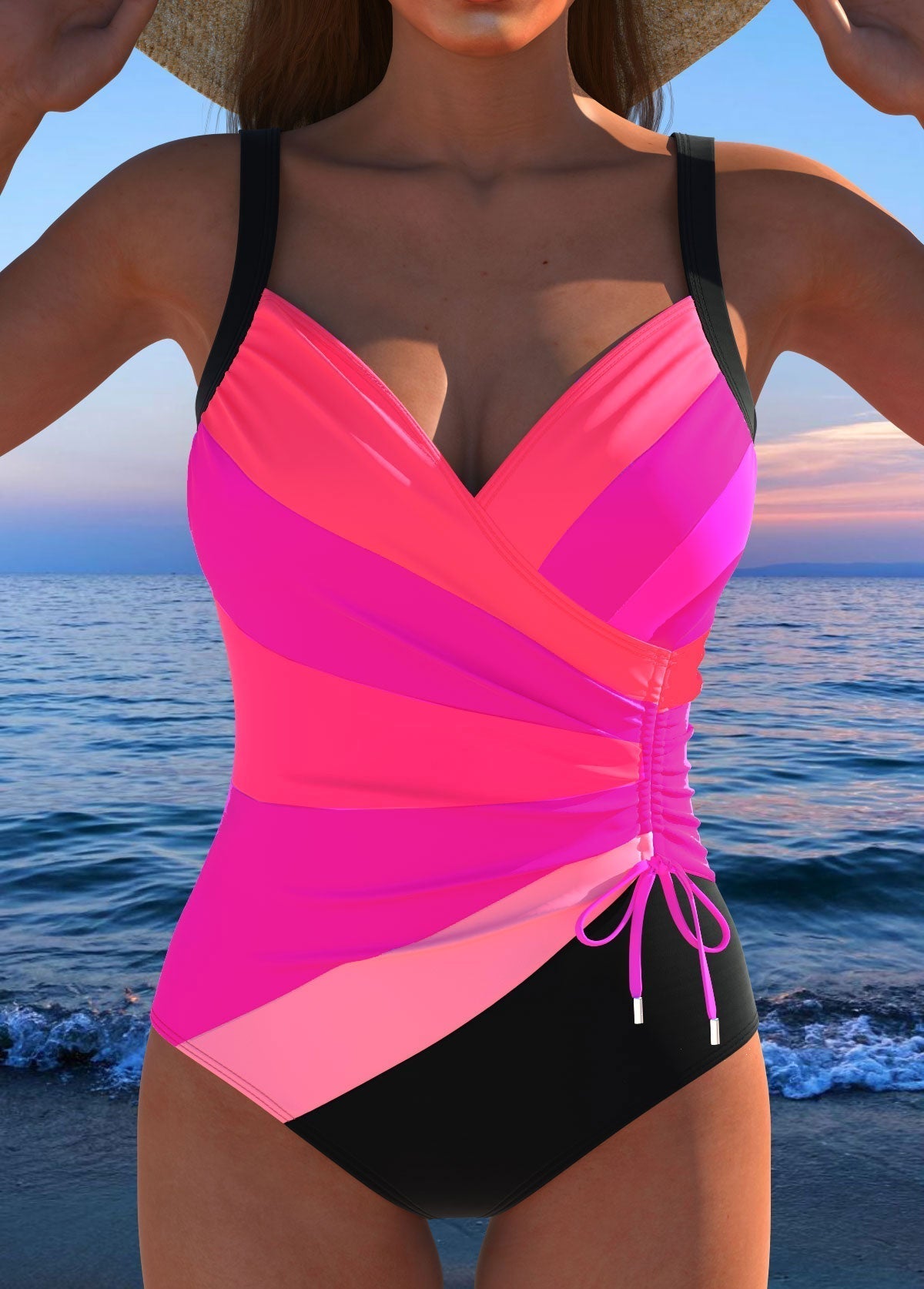 Luxe Wickel-Schwimmbadanzug mit Bunter Druck Letzter Tag 80% Rabatt