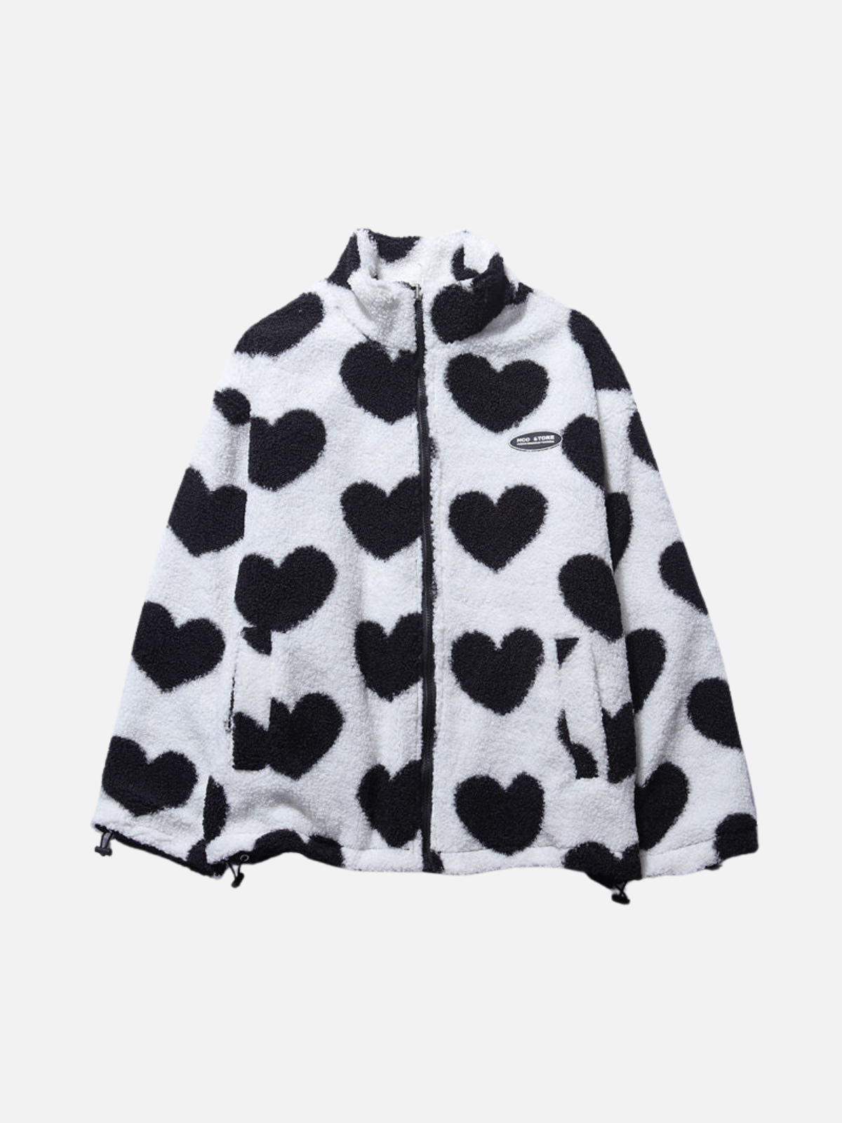 Verspielte Oversized Doppelseitige Herzmuster-Jacke