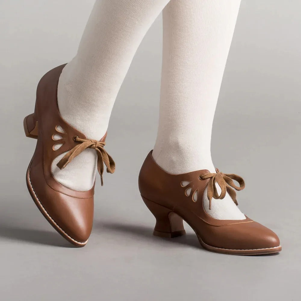 Dellia - Elegante Damen Retro Schuhe Niedriger Absatz