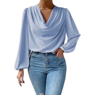 Elegante Bluse mit Wasserfallausschnitt | Fließend & Feminin | Luftige Ärmel