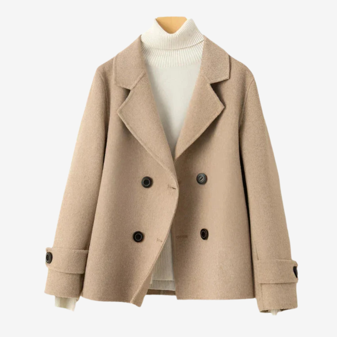 Klassische doppelreihige Wolljacke für Frauen