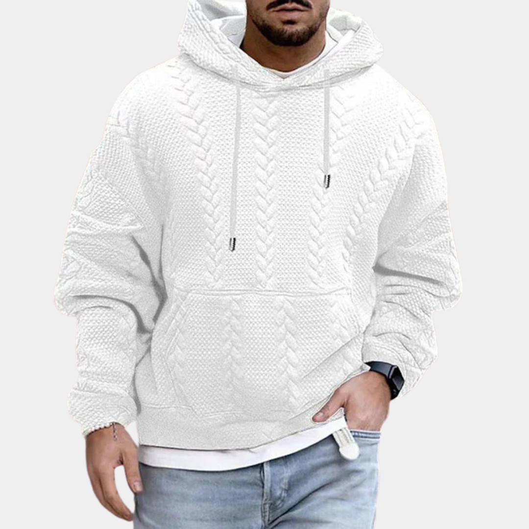 Strukturierter Kapuzenpullover aus Zopfmuster für Männer