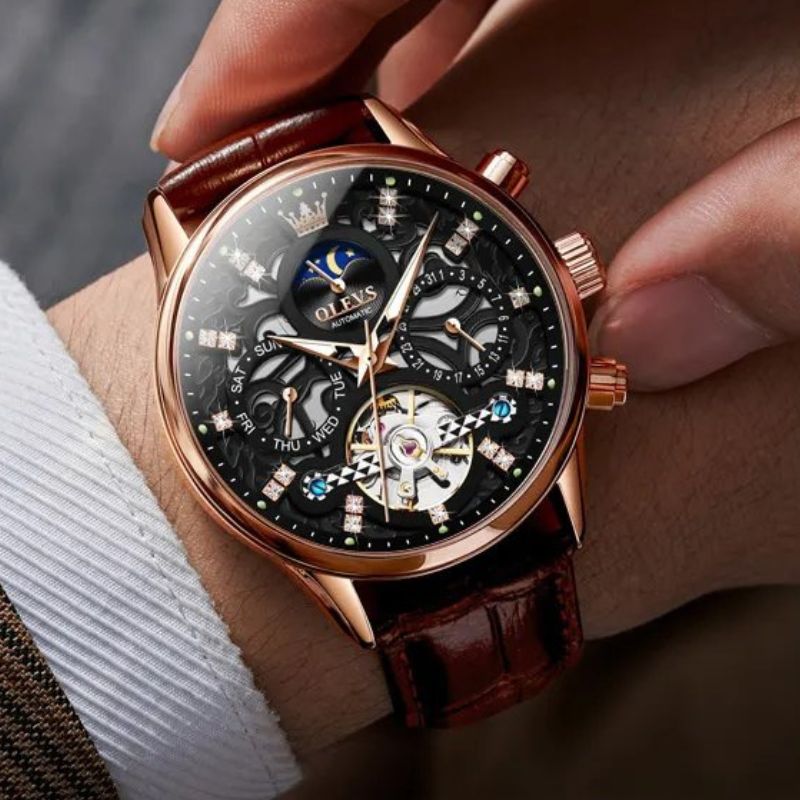 van Baerle® - Mechanische Automatikuhr mit Lederarmband