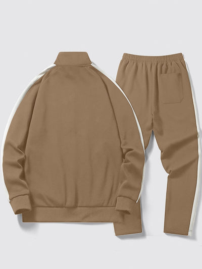 Casual Zweifarbiger Trainingsanzug Mit Vollständigem Reißverschluss Oberteil Und Kordelzug Jogginghose Für Herren | Perfekt für Freizeitveranstaltungen