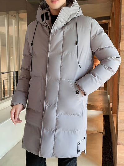 Warme Mittellange Kapuzen-Übermantel-Winterjacke Für Herren | Perfekt für Outdoor-Aktivitäten