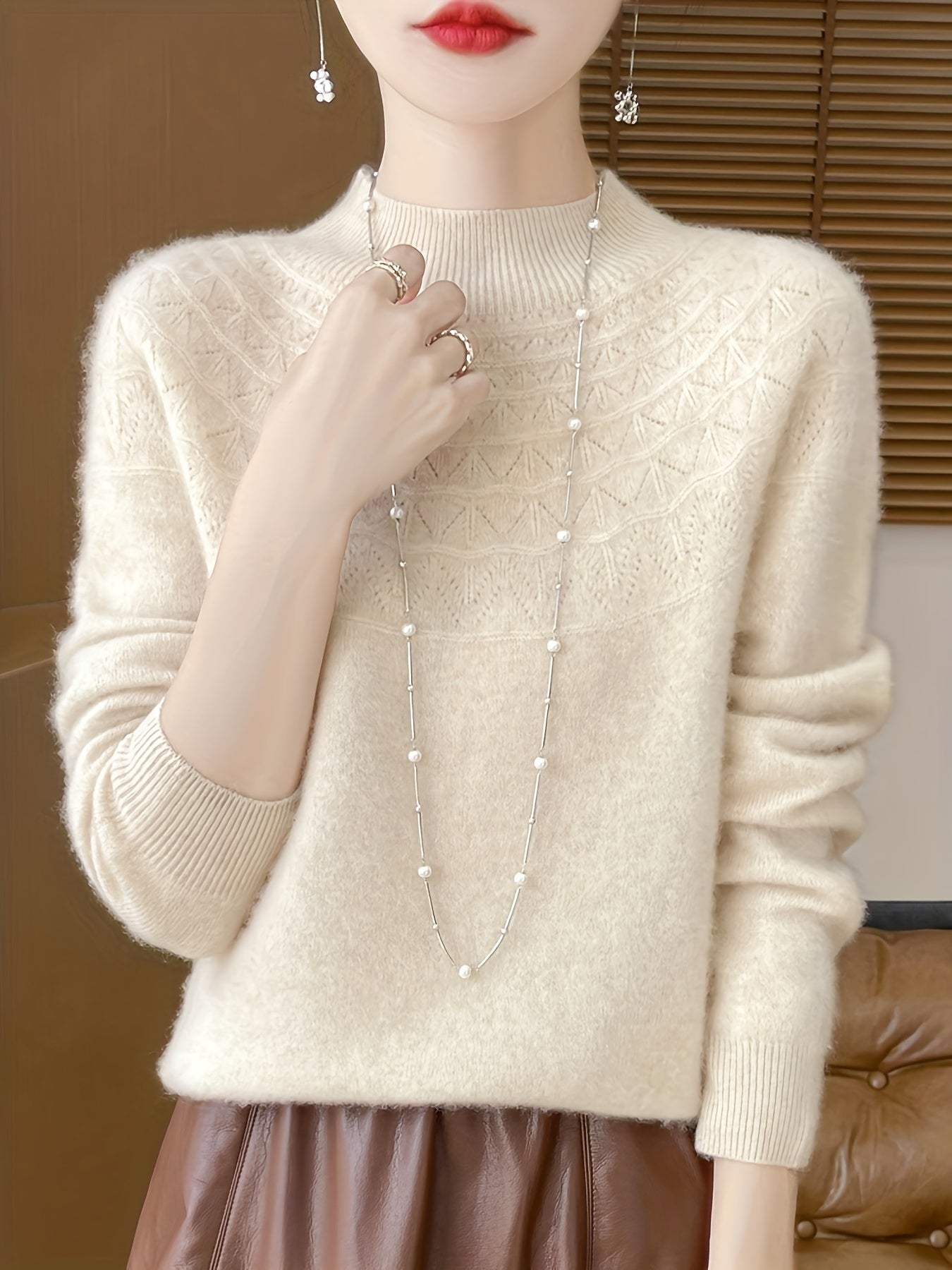 Lässiger gestrickter Pullover aus Wolle für Damen | Perfekt für lässige Tage