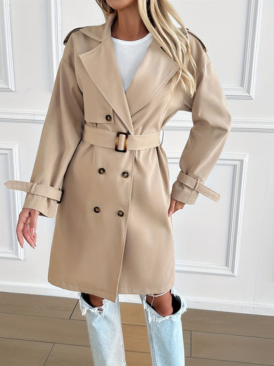 Eleganter Trenchcoat in Uni-Farbe mit langen Ärmeln für Damen | Ideal für jede Jahreszeit
