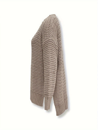 Lässiger Rollkragenpullover in einfarbigem Design mit gespaltenen langen Ärmeln für Damen | Perfekt für lässige Tage