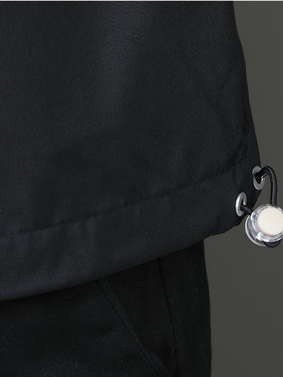Lässige Schwarze Baumwoll-Kapuzen Windbreaker Winterjacke Für Herren | Perfekt für Outdoor-Aktivitäten