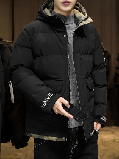 Stilvolle Tarnung Kapuzen-Winterjacke Für Herren | Perfekt für Outdoor-Aktivitäten