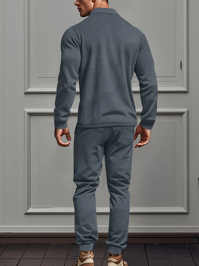 Moderner Polyester-Mischgewebe-Strick-Trainingsanzug mit Jacke und Hose für Herren | Perfekt für Outdoor-Aktivitäten