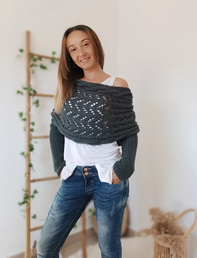 Bolero-Schulterwärmer | Grobstrick | Handgemachter Look