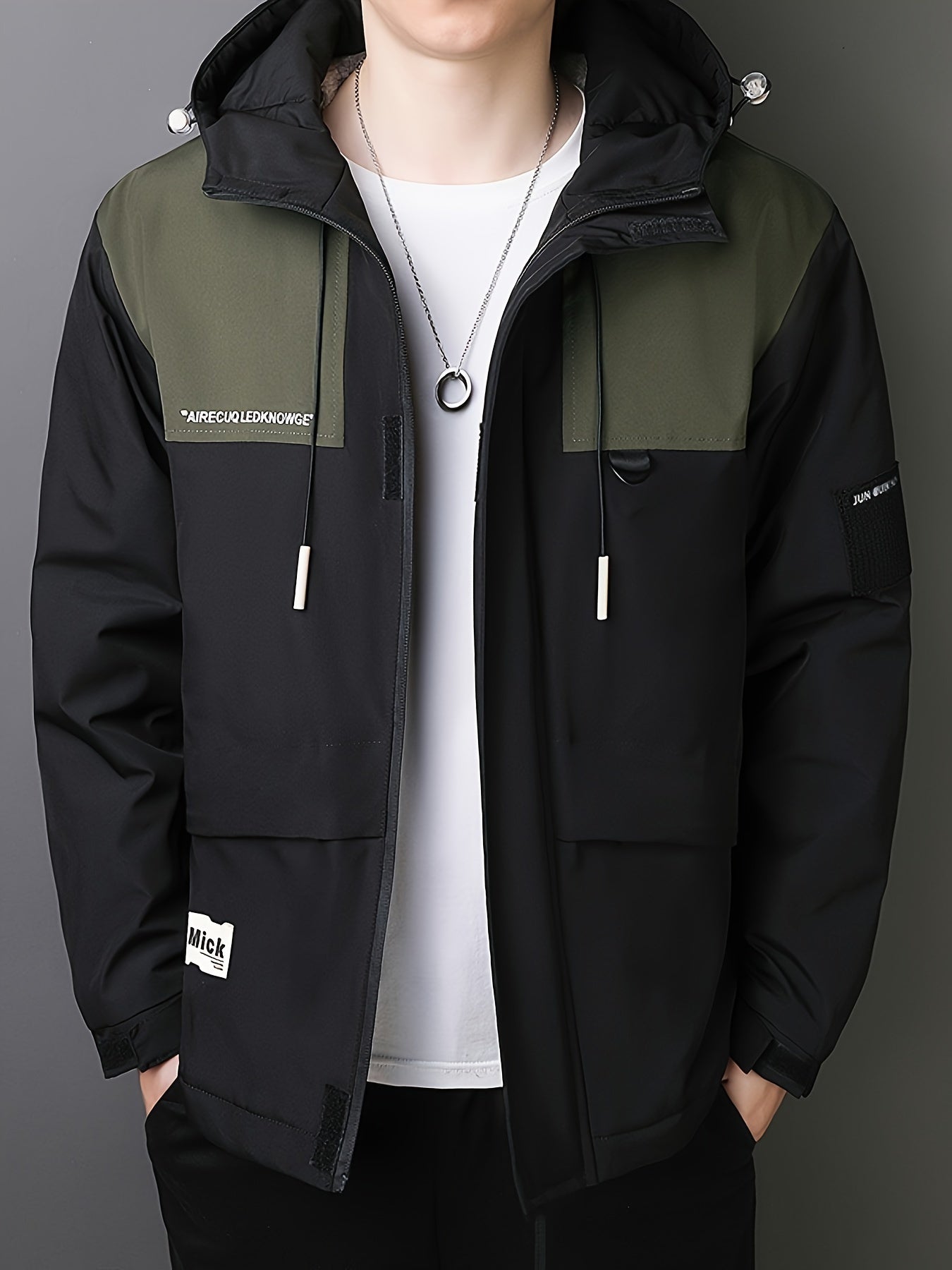 Lässige Schwarze Baumwoll-Kapuzen Windbreaker Winterjacke Für Herren | Perfekt für Outdoor-Aktivitäten