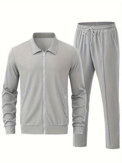 Warmer Einfarbiger Reißverschluss Trainingsanzug Mit Jacke Und Jogginghose Für Herren | Perfekt für Outdoor-Aktivitäten