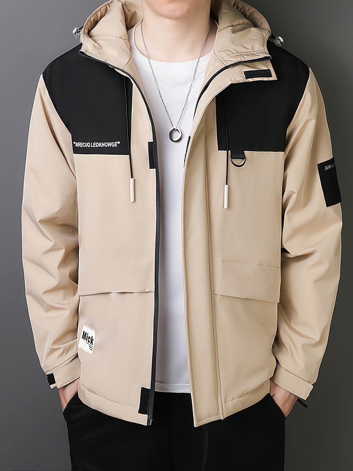Lässige Schwarze Baumwoll-Kapuzen Windbreaker Winterjacke Für Herren | Perfekt für Outdoor-Aktivitäten