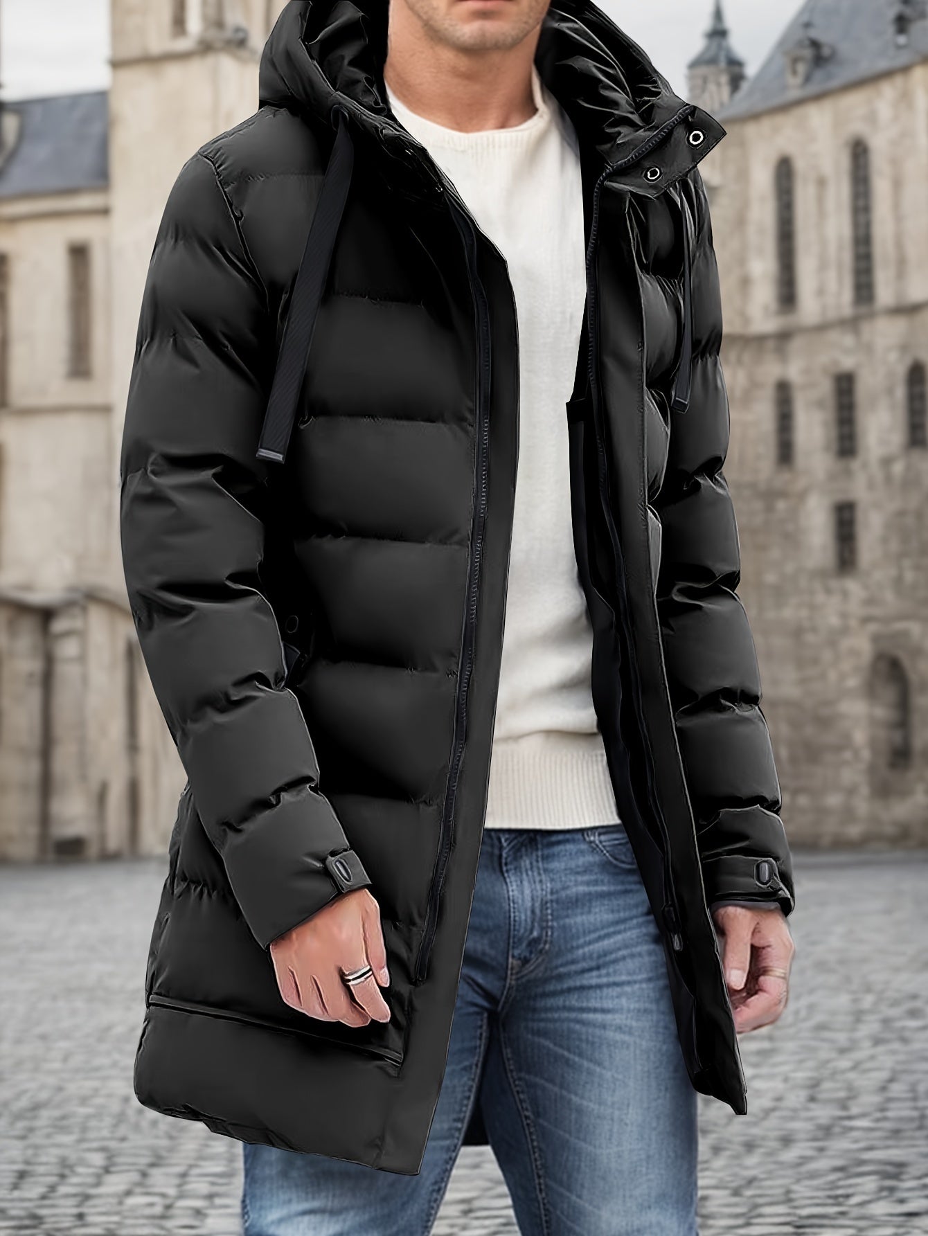 Casual Gepolsterte Kapuzen Puffer Winterjacke Für Herren | Perfekt für Outdoor-Aktivitäten
