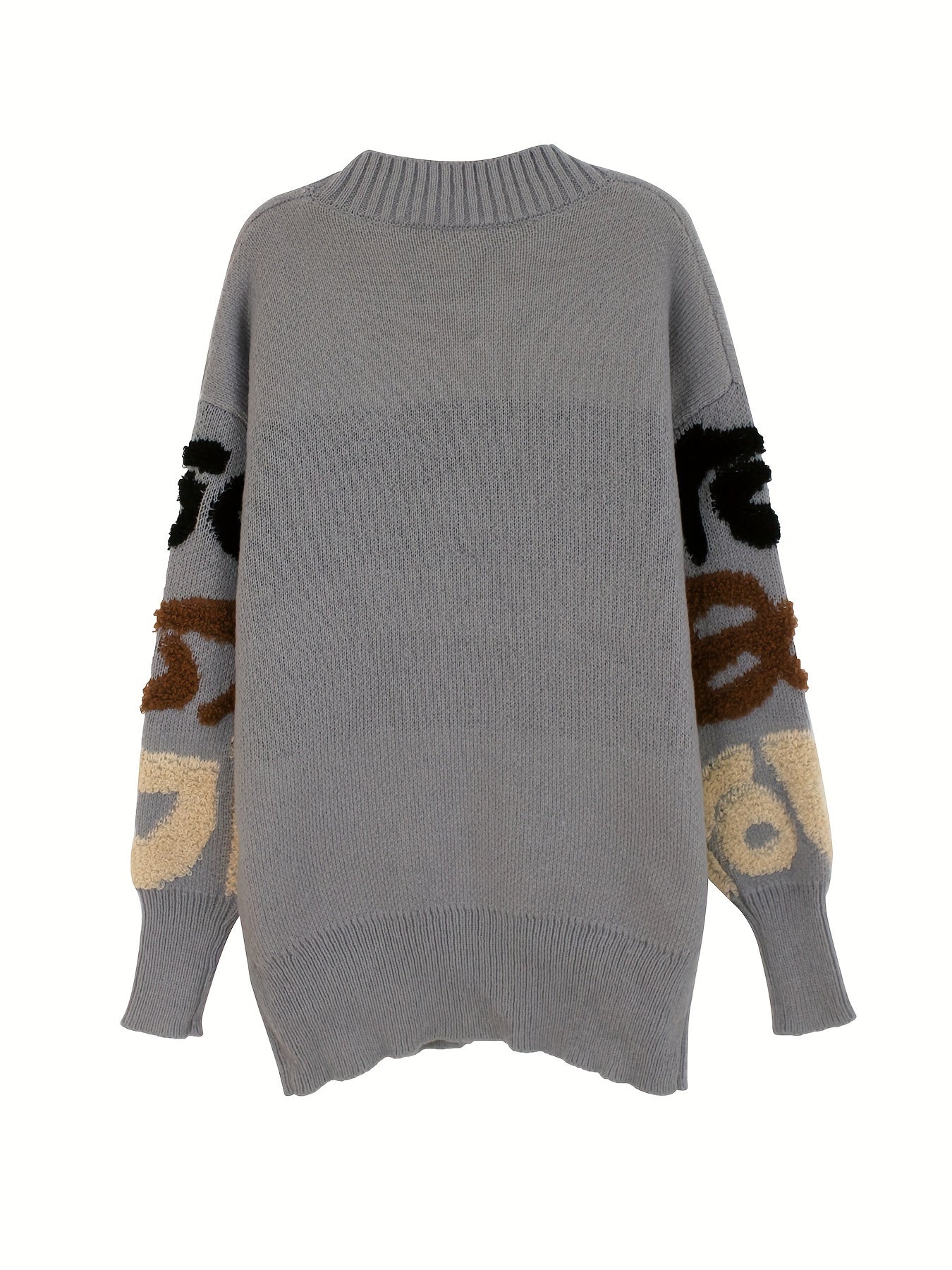 Stilvolle Buchstabenmuster Strickjacke Für Damen | Ideal für den Alltag