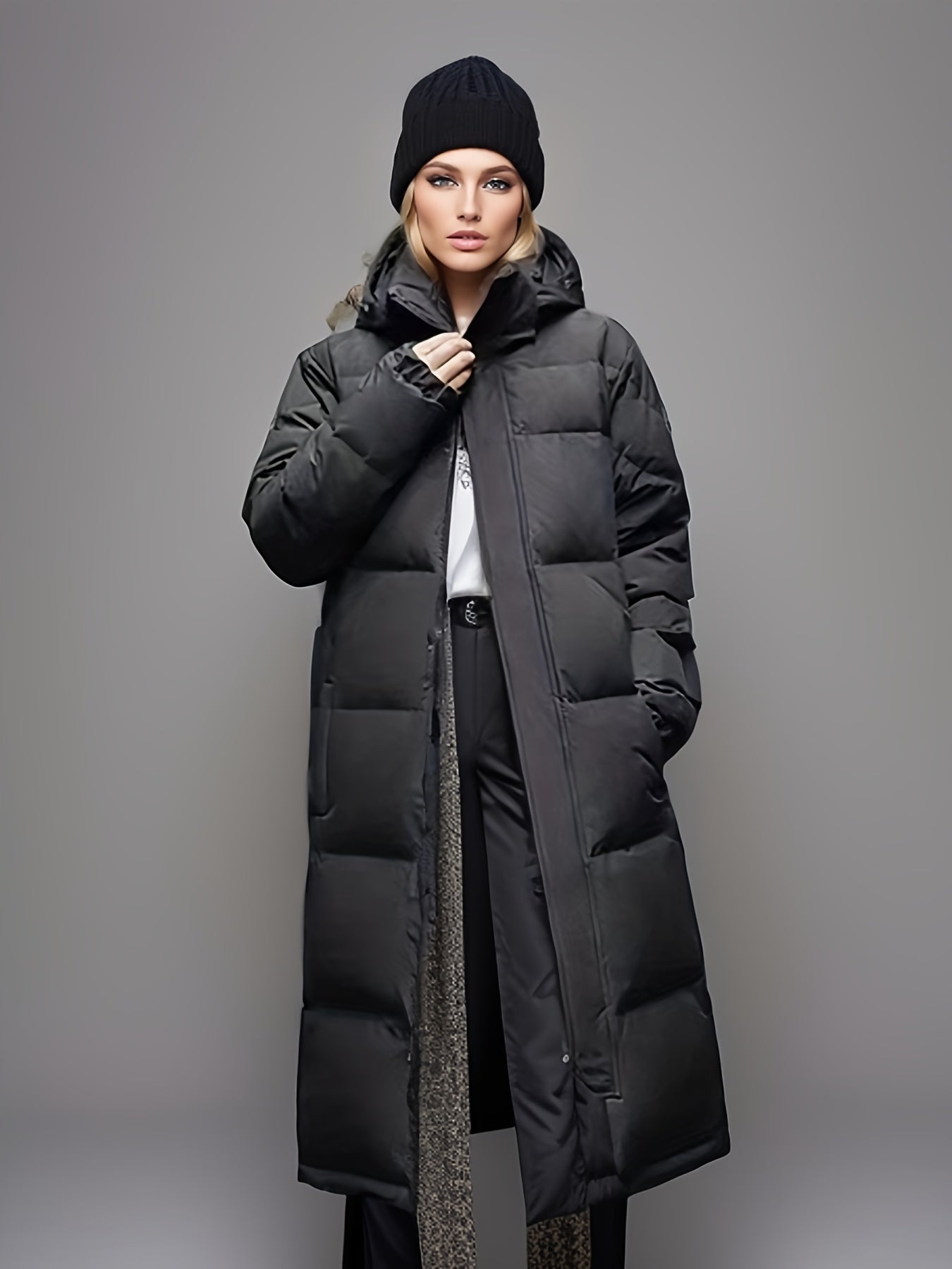 Stilvolle Schwarze Lange Winter Parkajacke Für Damen | Ideal für Winter