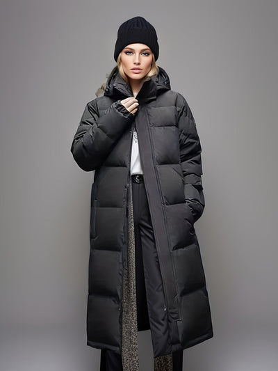 Stilvolle Schwarze Lange Winter Parkajacke Für Damen | Ideal für Winter